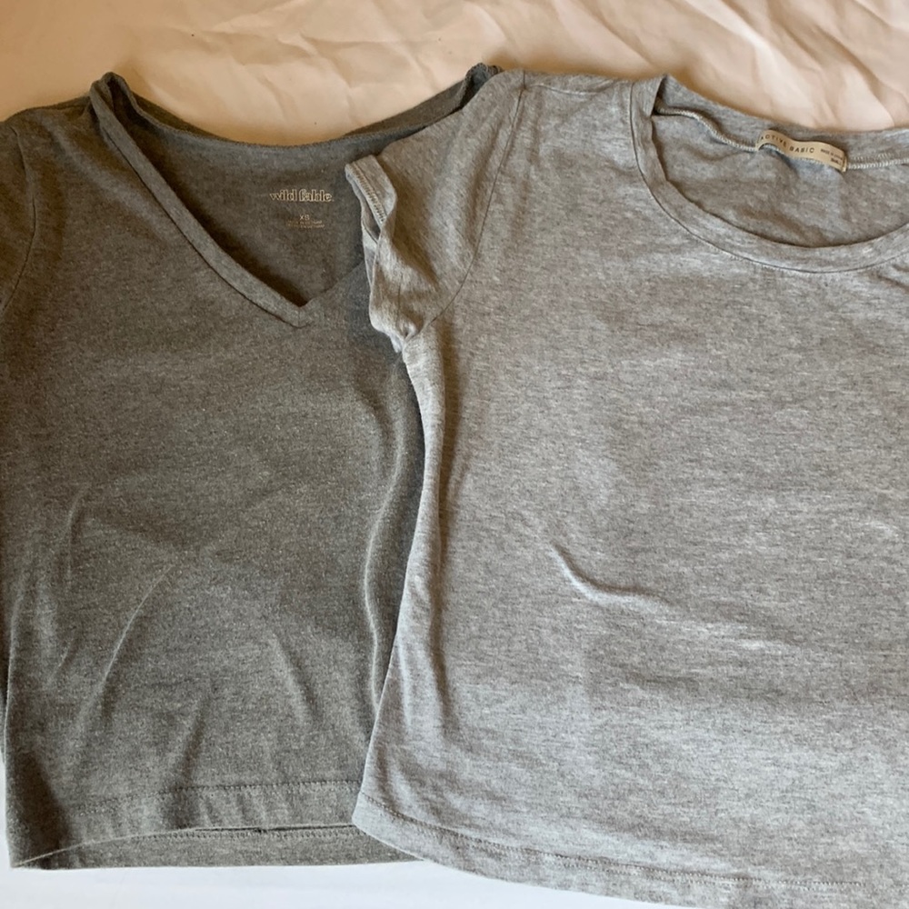 two gray crop tops